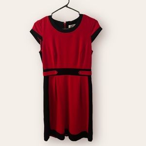 Calvin Klein Womens Red A-line Dress Size 4 Knee Length Business Office Attire